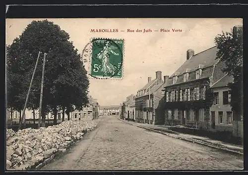 AK Maroilles, Rue des Juifs, Place Verte