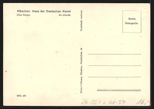 Künstler-AK Plantikow: U-Boot im Atlantik