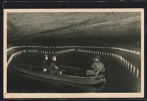 AK Berchtesgaden, Partie auf dem See im Salzbergwerk