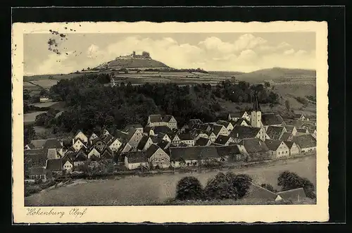 AK Hohenburg /Obpf., Ortsansicht mit Hügel im Hintergrund