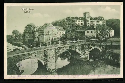 AK Oberkotzau, Blick über Brücke aufs Schloss