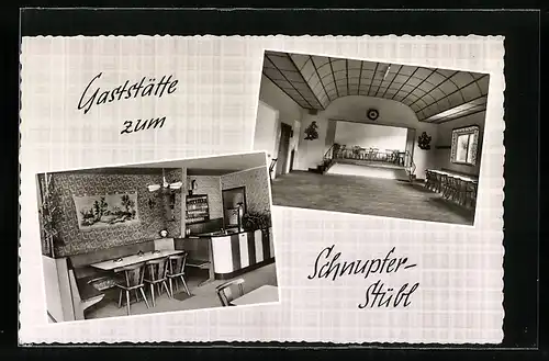 AK Eggenbach, Gasthaus Schnupferstübl, Innenansichten