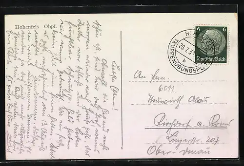 AK Hohenfels /Obpf., Ortsansicht von Hügel mit Kirche