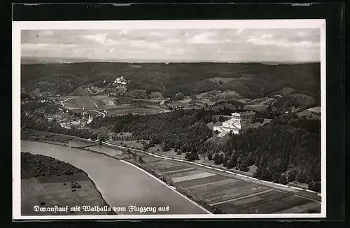 AK Donaustauf, Walhalla, Fliegeraufnahme