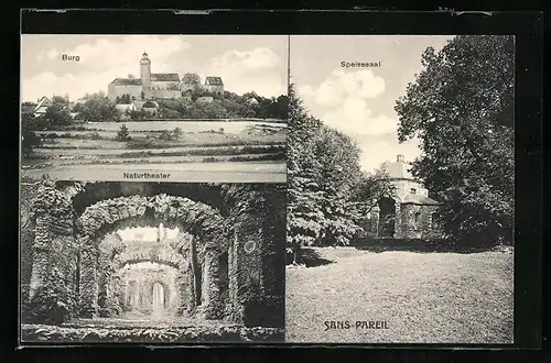AK Wonsees, Burg, Speisesaal, Naturtheater, Sans-Pareil