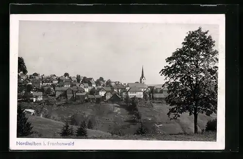 AK Nordhalben /Frankenwald, Teilansicht über Tal hinweg