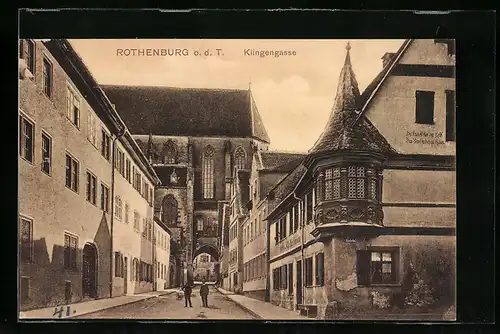 AK Rothenburg o. d. T., Strassenpartie in der Klingengasse