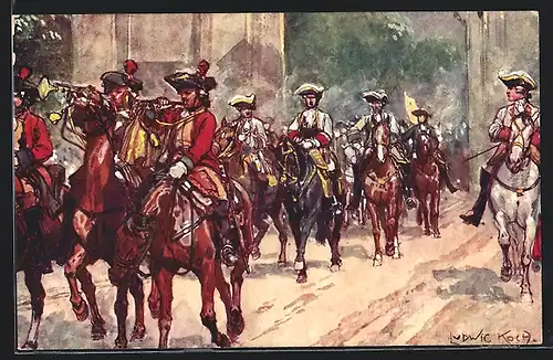 Künstler-AK Kaiser-Jubiläums-Huldigungsfestzug, Wien 1908, Gr. XII: Feldherren u. Truppen d. Siebenjährigen Krieges