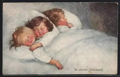 Künstler-AK Susan Beatrice Pearse: In süssen Träumen!, Drei schlafende Kinder