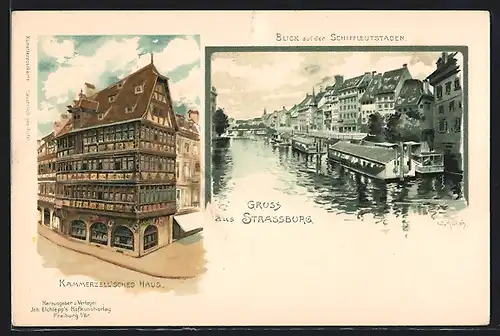 Künstler-AK Carl Münch: Strassbourg, Blick auf Schiffleutstaden und Kammerzell`sches Haus