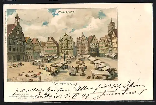 Künstler-AK Carl Münch: Stuttgart, Marktplatz