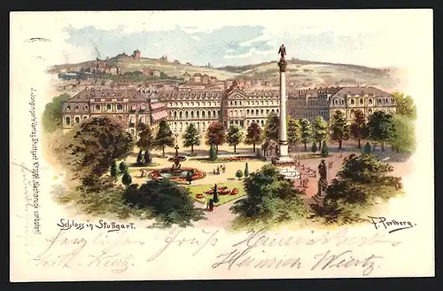 Künstler-AK Friedrich Perlberg: Schloss in Stuttgart