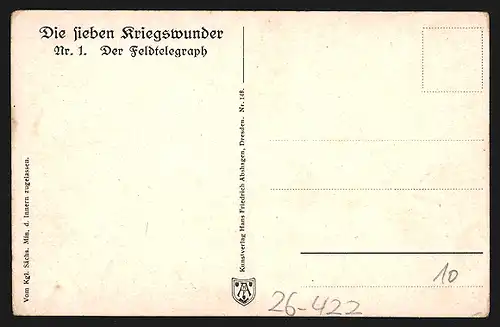 Künstler-AK Carl Schmidt: Der Feldtelegraph, Soldaten mit Kutschenwägen und Telegraphenmast