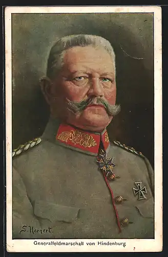 Künstler-AK Paul von Hindenburg in Uniform des Generalfeldmarschalls