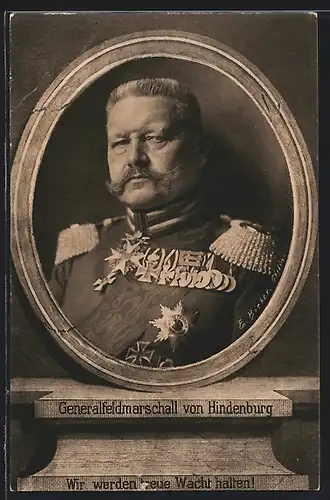 AK Generalfeldmarschall Paul von Hindenburg in Uniform mit Ordenspange