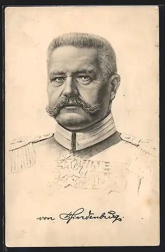Künstler-AK Generaloberst Paul von Hindenburg im Portrait