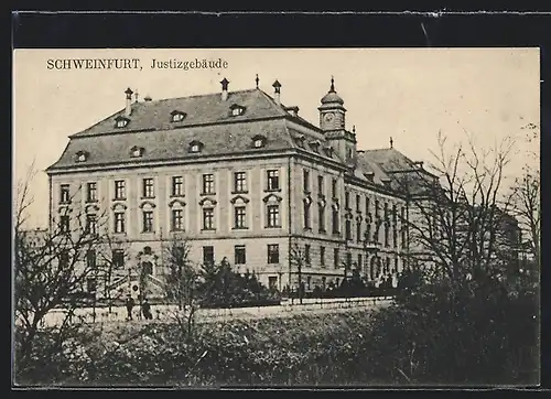 AK Schweinfurt, Justizgebäude im Herbst /Winter