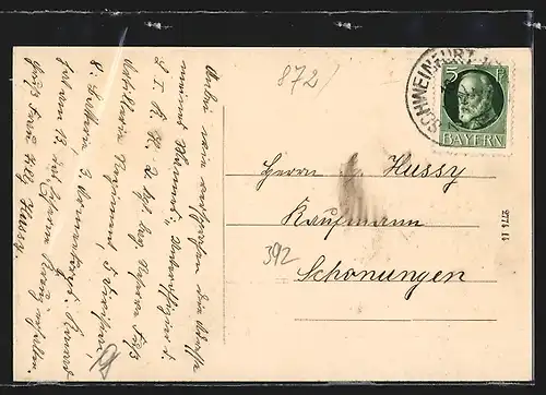 AK Schweinfurt, Justizgebäude im Herbst /Winter