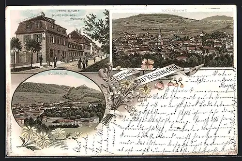 Lithographie Bad Kissingen, Obere Saline (Fürst Bismarck-Wohnung), Bodenlaube