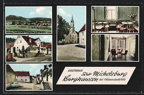 AK Burghausen ü. Münnerstadt, Gasthaus zur Michelsburg, Inh. Familie Schaub