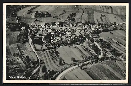 AK Aub i. Gr., Fliegeraufnahme der Ortschaft