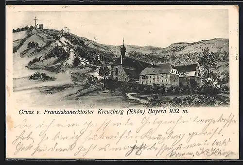 Künstler-AK Bischofsheim, Franziskanerkloster Kreuzberg