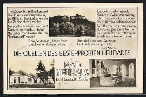 AK Bad Neuhaus bei Neustadt, Ruine Salzburg, Neue Trink- und Wandelhalle