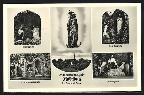 AK Saal a. d. Saale, Findelberg mit Ölberggrotte, Lourdesgrotte, Josephsgrotte, M. Heimsuchungsgrotte