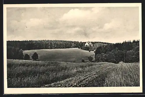 AK Sommershausen, Ortsansicht über Feldweg