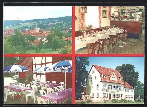 AK Unsleben, Schenke und Gasthaus Krone, innen und aussen