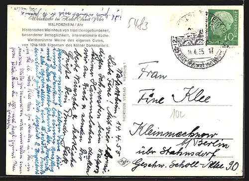 AK Walporzheim /Ahr, Weinkirche im Hotel Sanct Peter