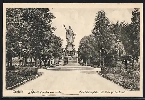 AK Crefeld, Friedrichsplatz mit Kriegerdenkmal