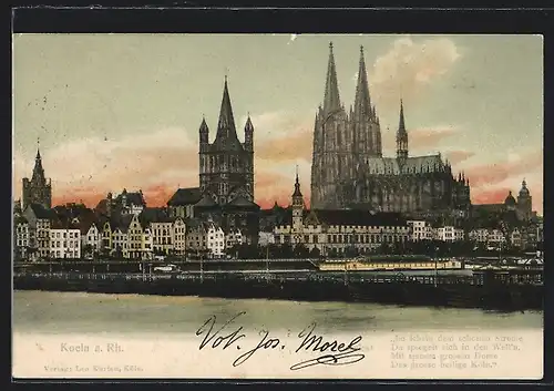 AK Köln, Rhein vor dem Dom
