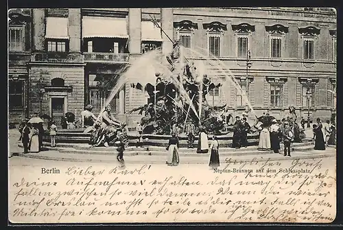 AK Berlin, Neptun-Brunnen auf dem Schlossplatz