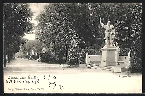 AK Berlin-Tiergarten, Partie auf der Siegesallee