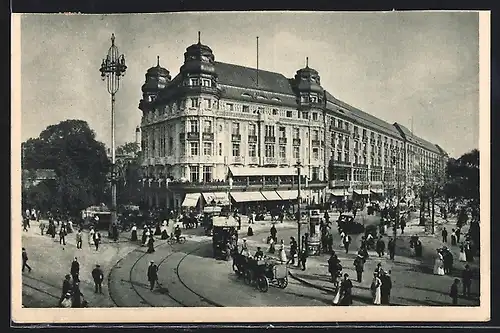 AK Berlin-Tiergarten, Strassenbahn mit Hotel Der Fürstenhof am Potsdamer Platz