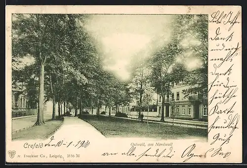 AK Krefeld, Ostwall, Am Nordwall um 1900