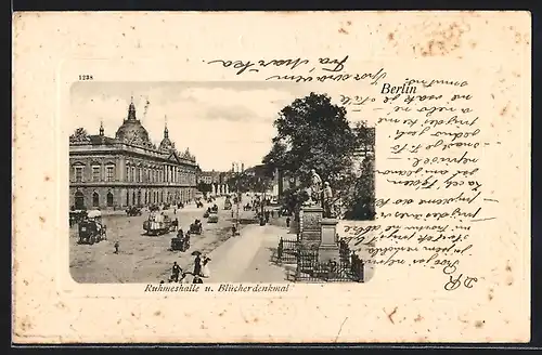 AK Berlin, Ruhmeshalle und Blücherdenkmal, im dornenverzierten Passepartout