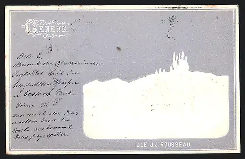 Präge-AK Genève, Ile J.J. Rousseau