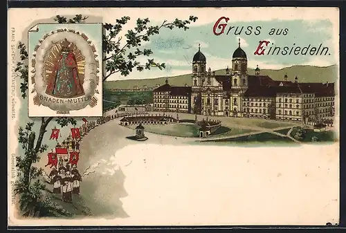 Lithographie Einsiedeln, Gnadenkapelle mit Gnadenmutter