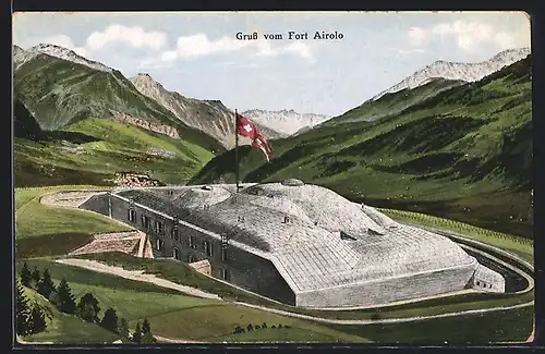 AK Airolo, Blick auf den Fort Airolo