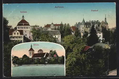 AK Arbon, Kirche, Rathaus und Posthof