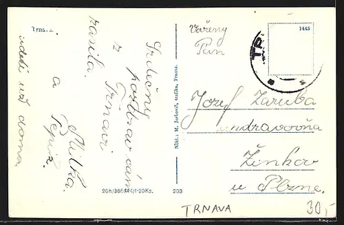 AK Trnava, Strassenansicht mit Blick auf die Kirche