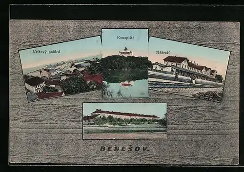 AK Beneschau / Benesov, Celkovy pohled, Konopiste & Nadrazi