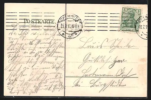 Lithographie Chemnitz, Kaiser Wilhelm I., Bismarck und Molke Denkmäler