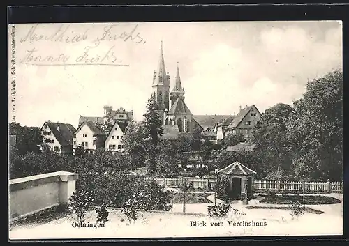 AK Oehringen, Blick vom Vereinshaus mit Kirche