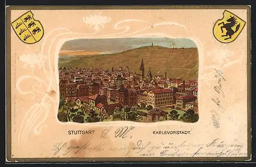 Präge-Lithographie Stuttgart, Karlsvorstadt, Wappen