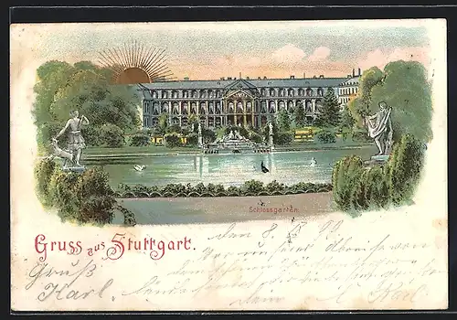 Sonnenschein-Lithographie Stuttgart, Blick auf den Schlossgarten