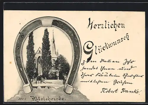AK Bleicherode, Kirche im Hufeisen-Rahmen