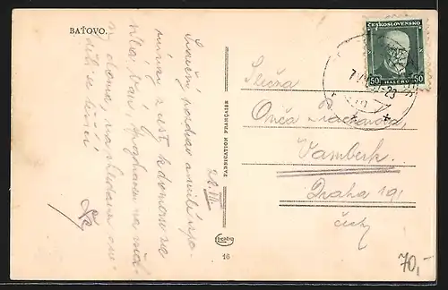 AK Batovo, Blick zur Kirche